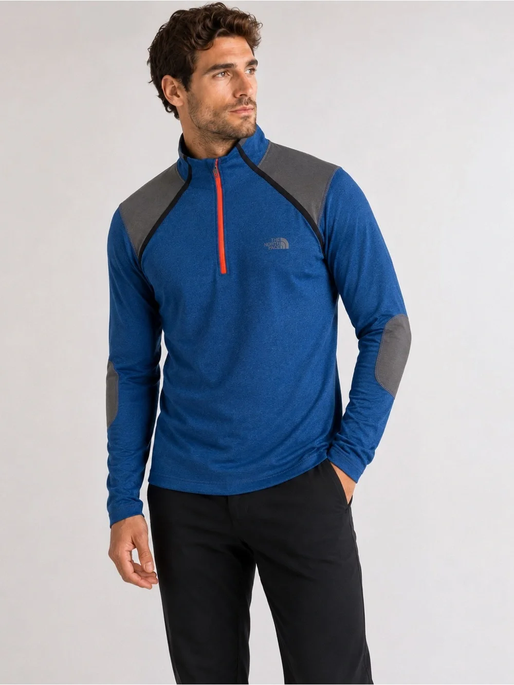 The North Face Men's Blue Performance Quarter-Zip with Gray Panels